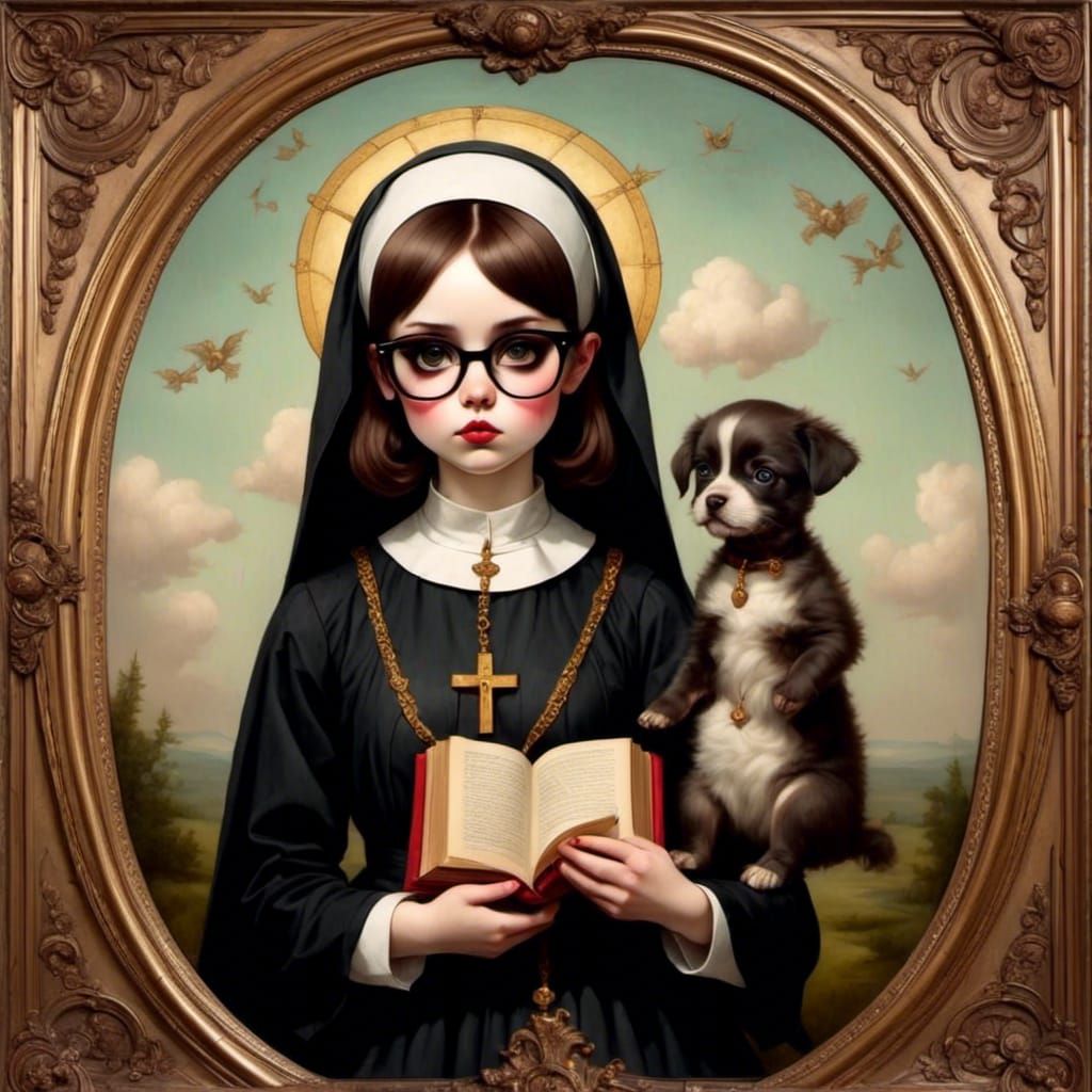 Catholic Nun in Mark Ryden's Pop Surrealist Style