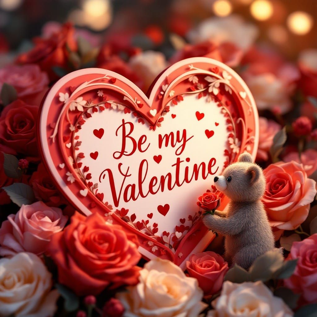 Romantic Whimsical Valentine's Card in Whimsical Style