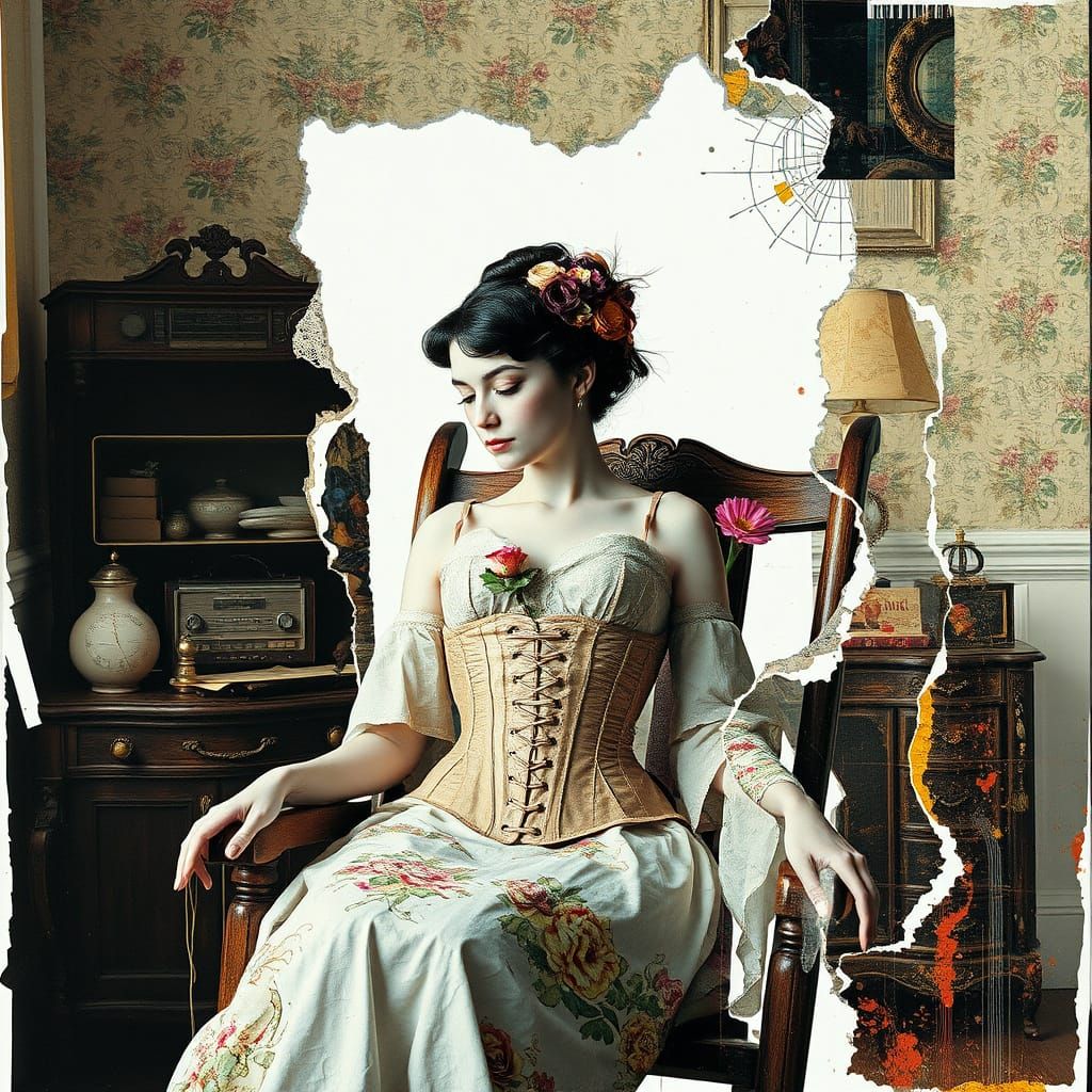 Glitch Art Portrait in Cubist Collage