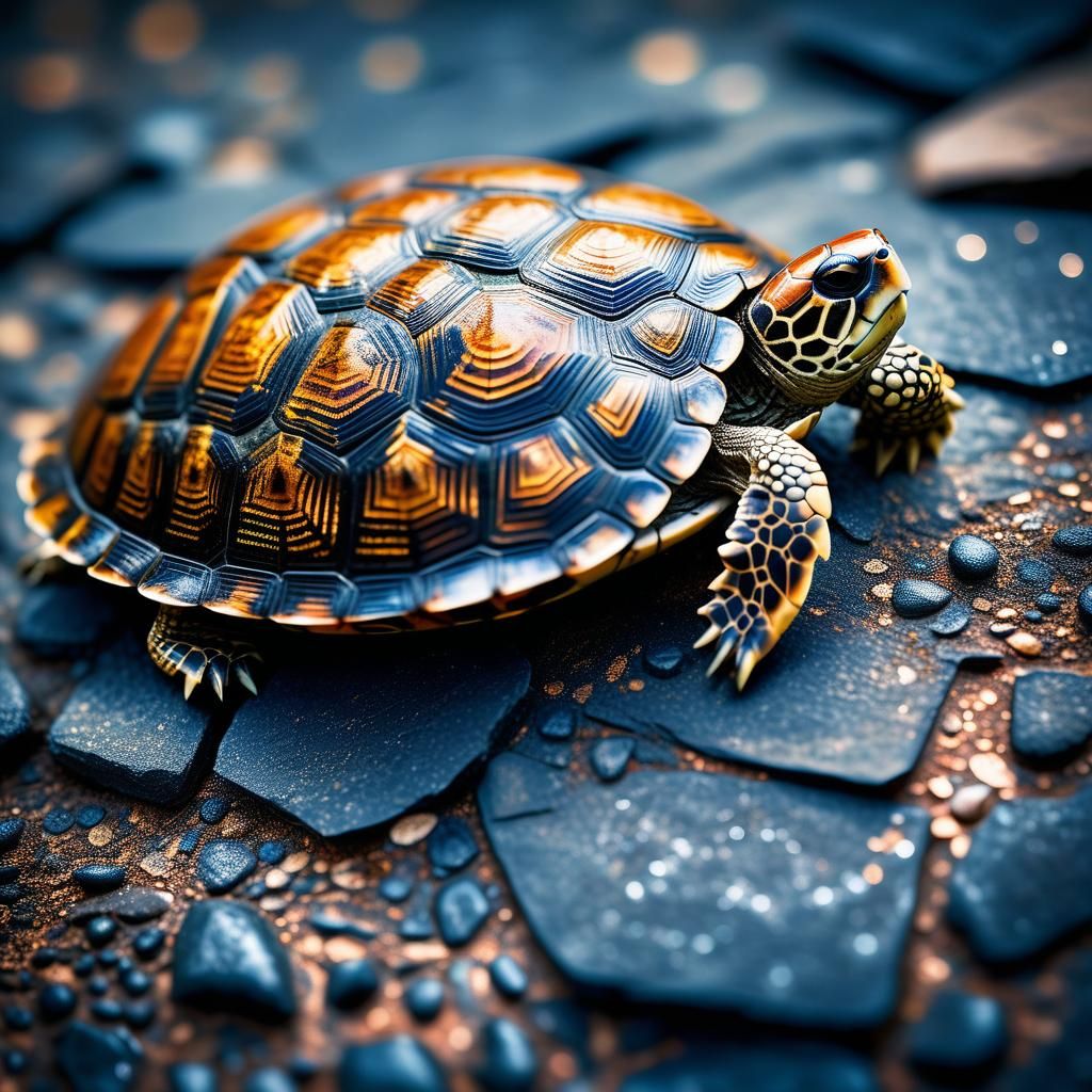 Detailed Turtle Shell Fragment in Macro Photography