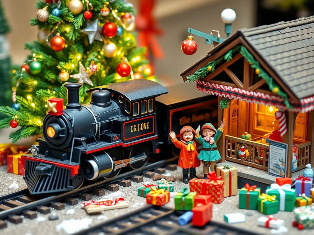 Victorian-Style Christmas Train Chugs Around Decorated Tree