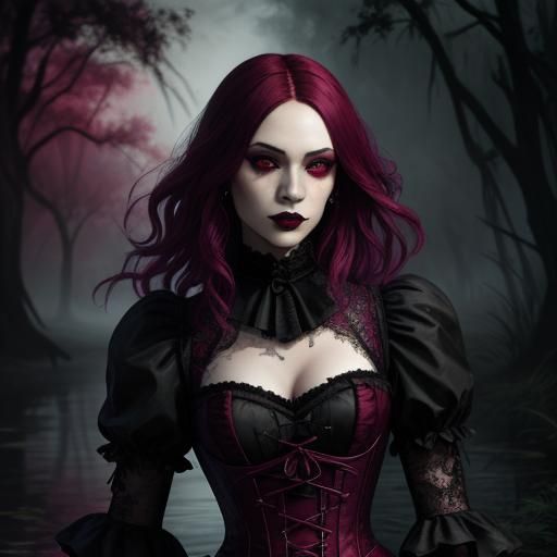 Gothic Vampire in Bayou: Hyperrealistic Concept Art