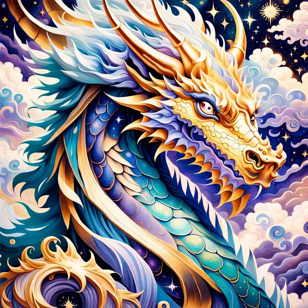 Mystical Dragon Portrait in Dreamlike Ethereal Light