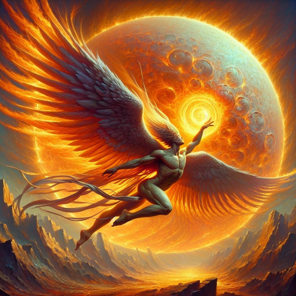 Icarus's Ascent to the Sun: A Photorealistic Rendering