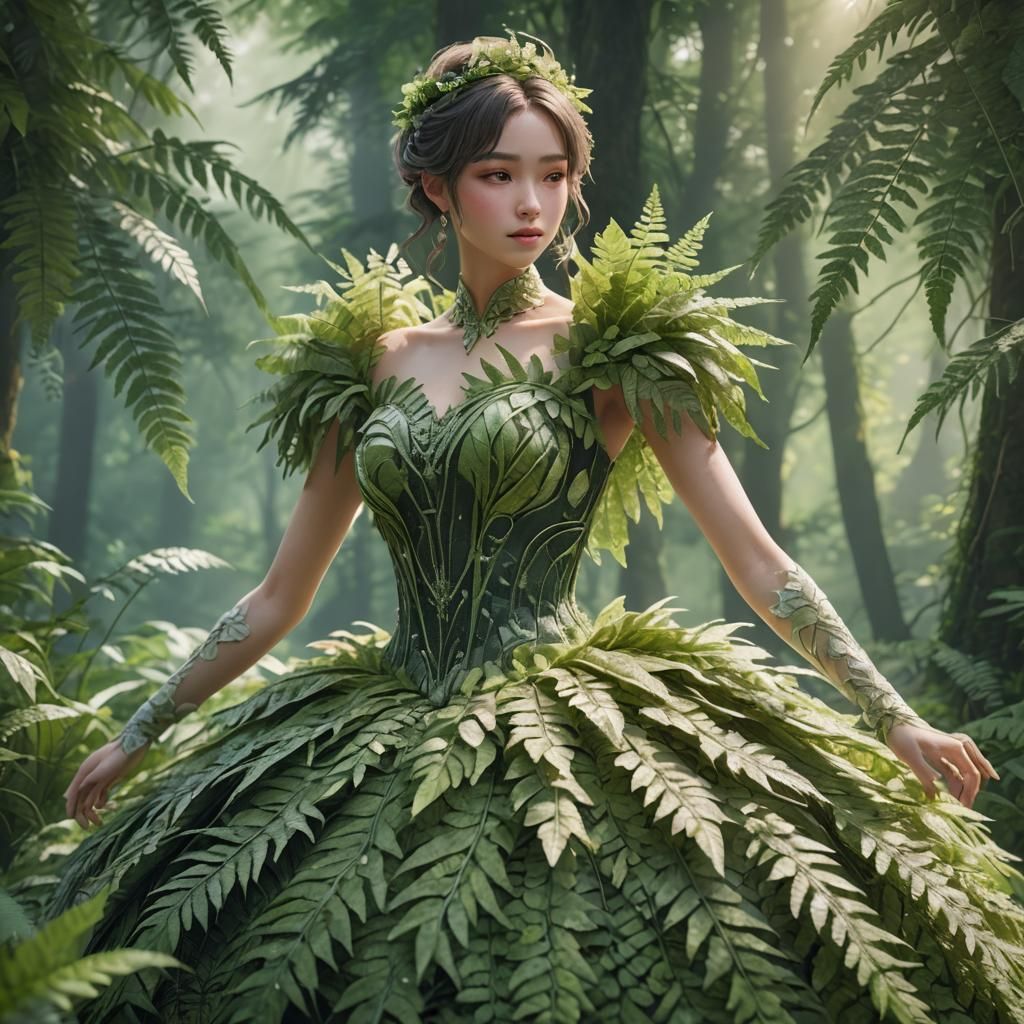 Fern Ball Gown: 3D Anime Concept Art