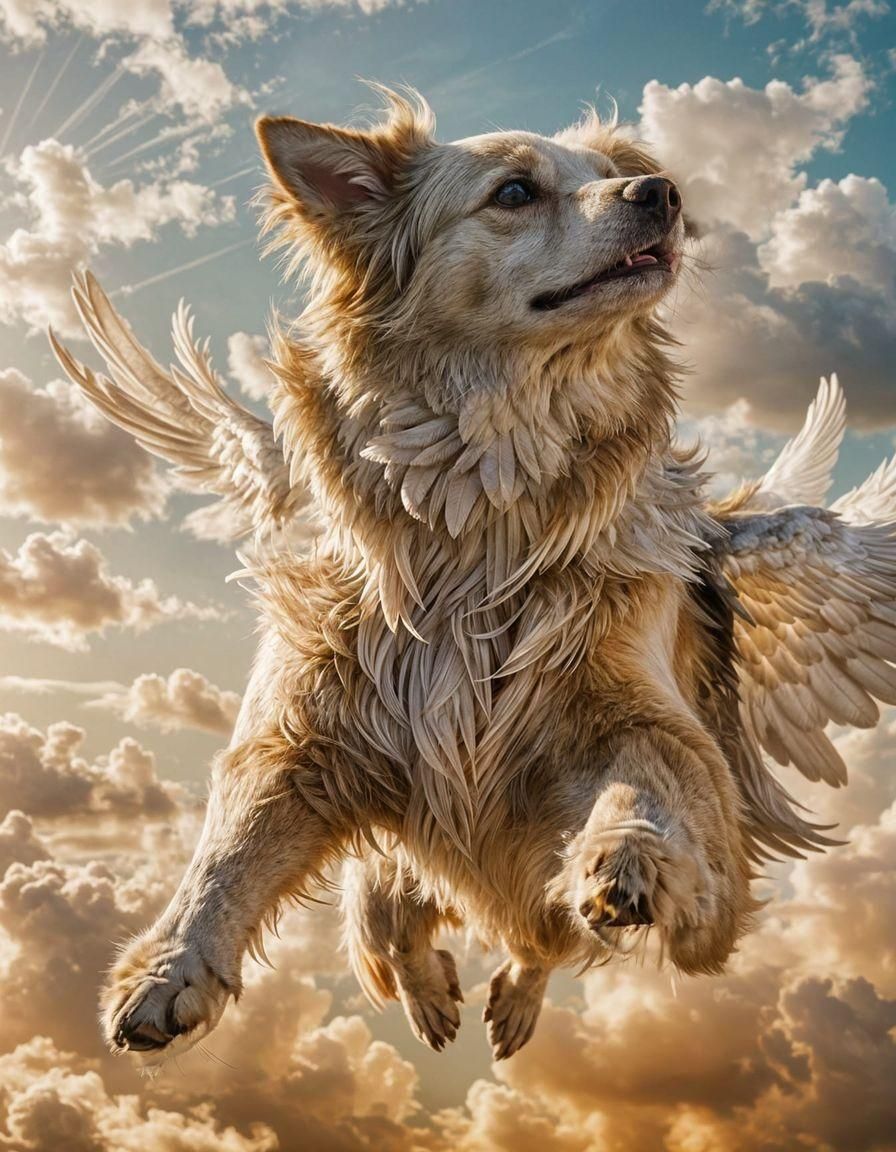 Canine Angel in Dreamy, Ethereal Light