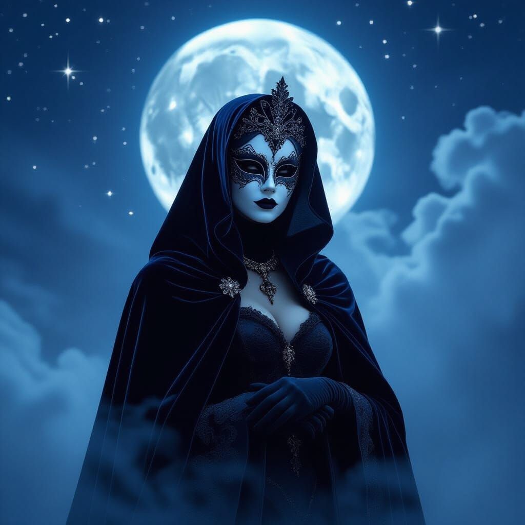Ethereal Masquerade Ball Under Starlit Midnight Sky