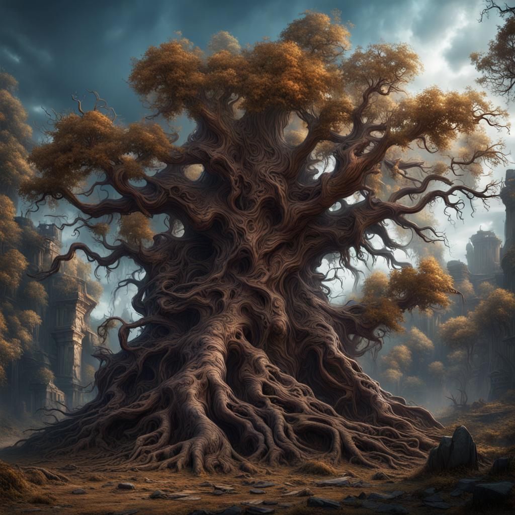 Decaying Ancient Tree: Fantasy Concept Art