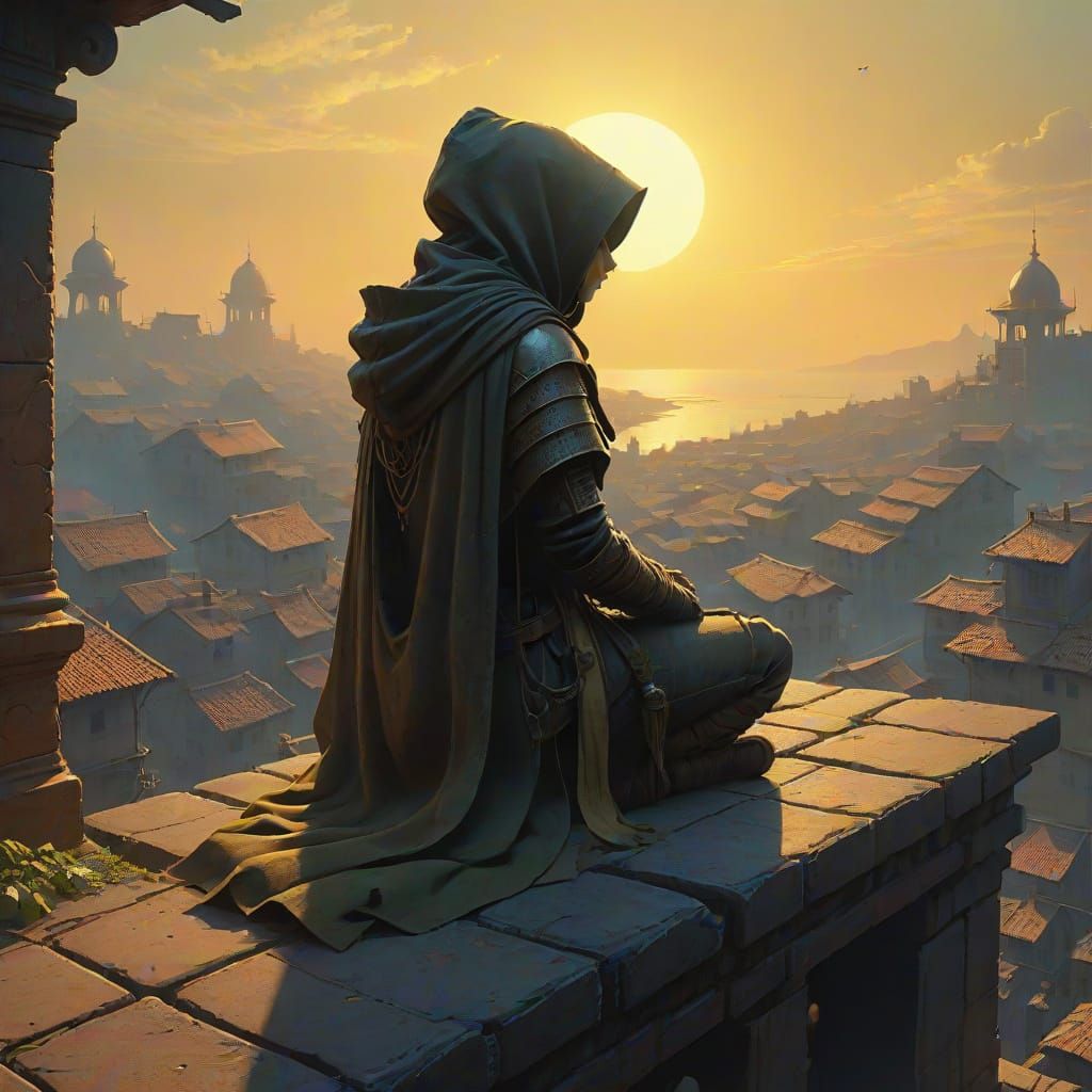 Renaissance Assassin in Moody Golden Hour