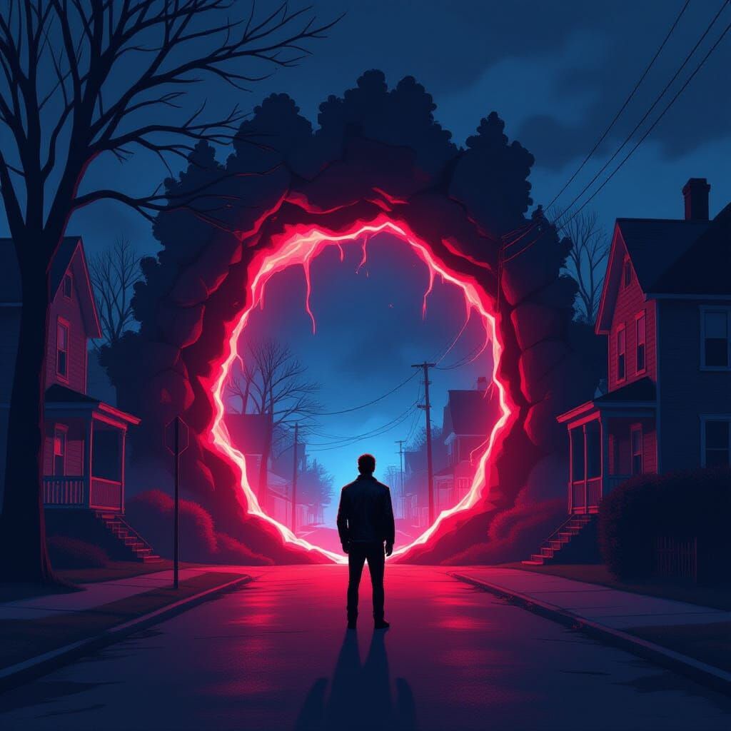Mysterious Portal Opens on Dark Suburban Street