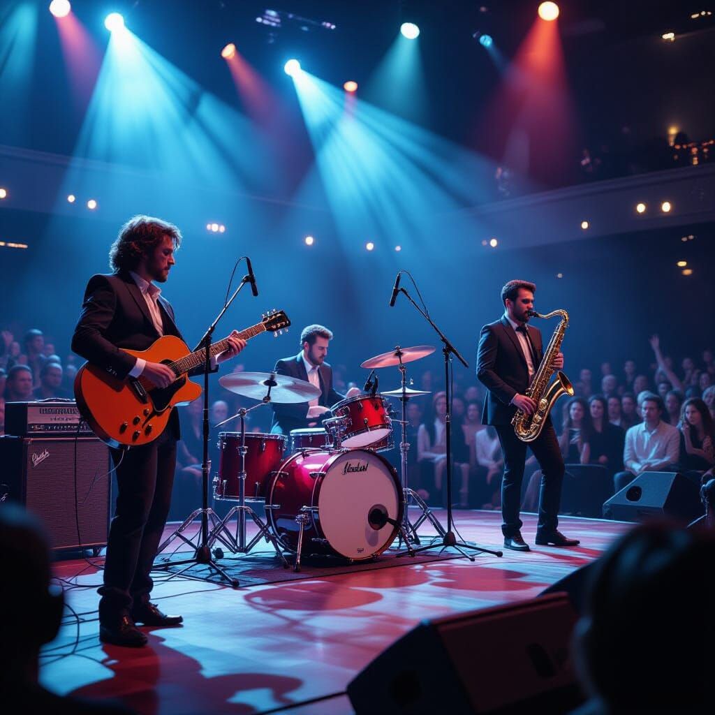 Live Band Performance on Stage with Applause