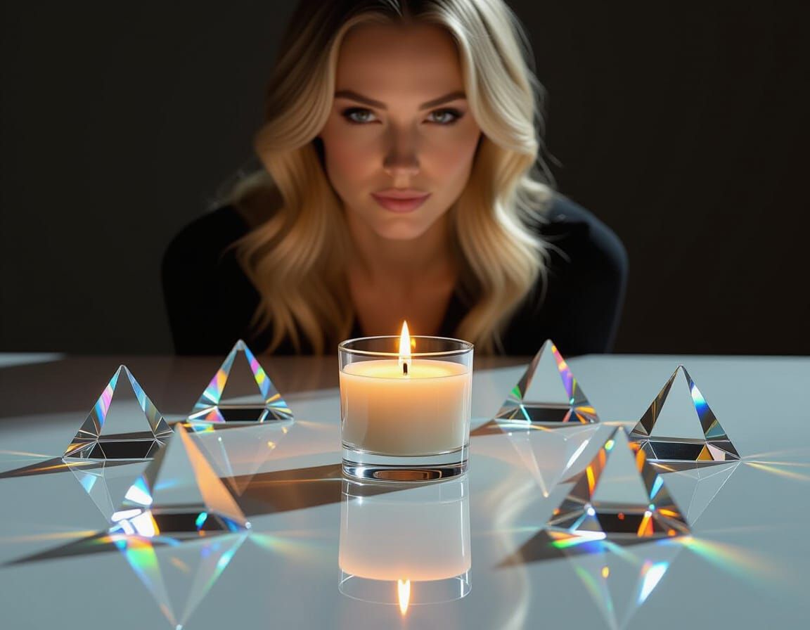 Prismatic Candlelight Refraction Creates Ethereal Scene