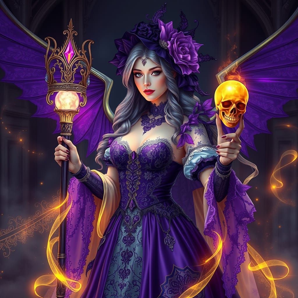 Ethereal Gothic Goddess in Vibrant Hues