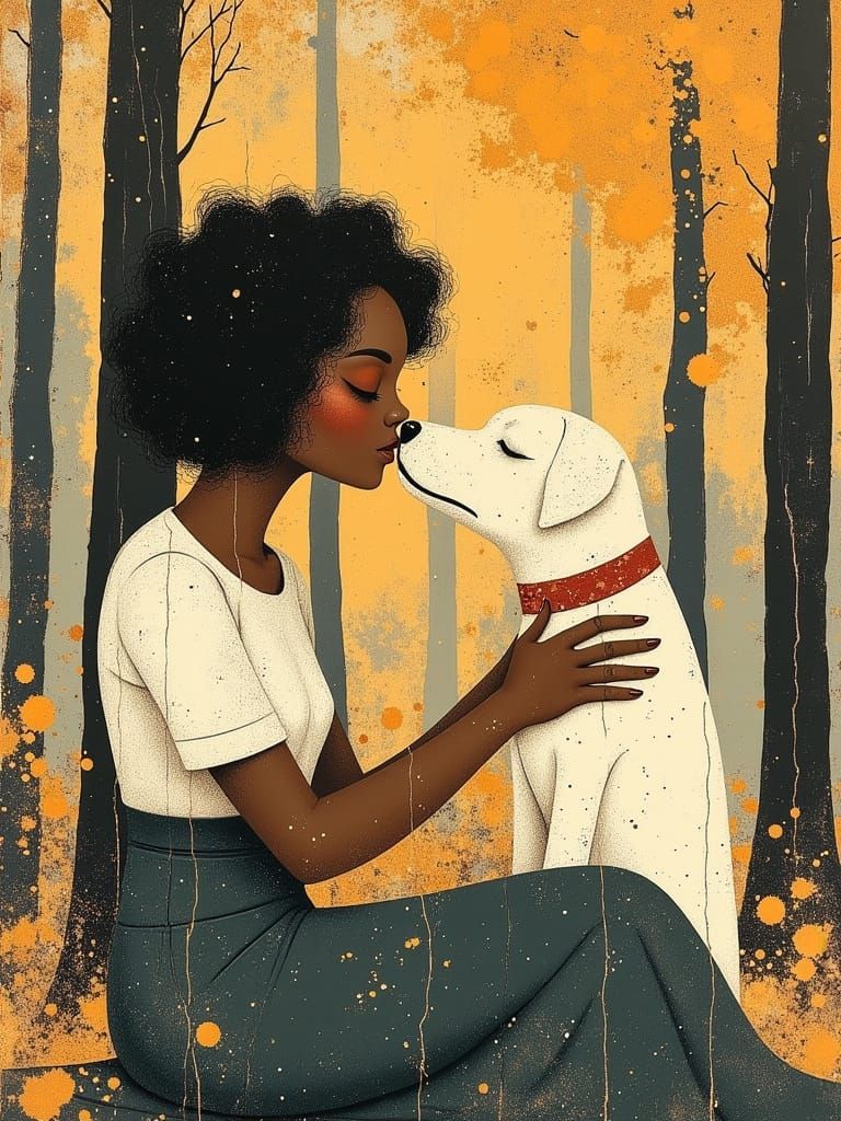 1940s Woman with Puppy in Park