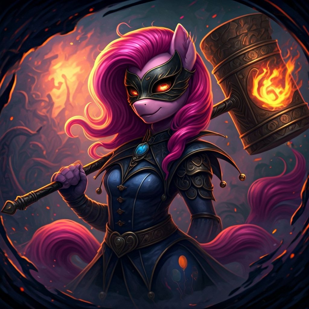 Dark Fire Mage Pony Jester in Digital Painting Style
