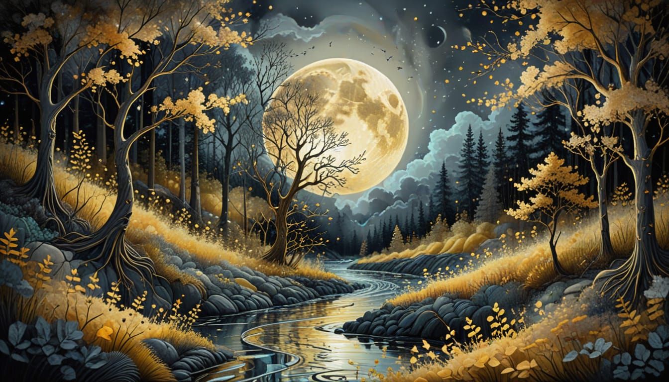 Enchanted Forest Under Celestial Light