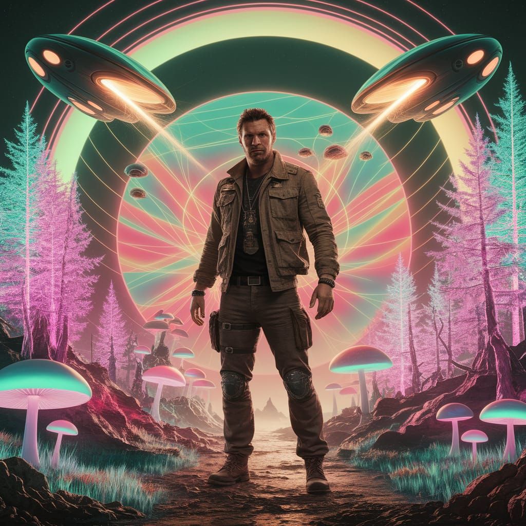 Mad Max in a Vaporwave Alien Dreamscape