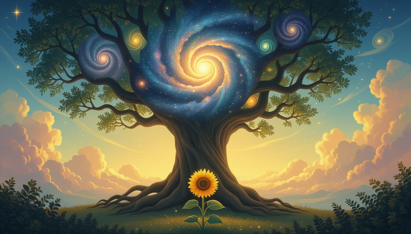 Galactic Tree Blooms with Cosmic Sunflower