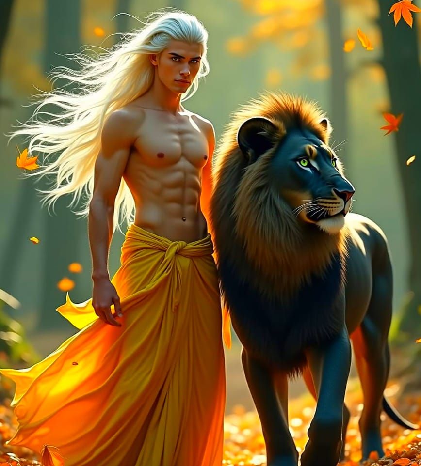 Young Pleiadian Warrior in Majestic Woodland