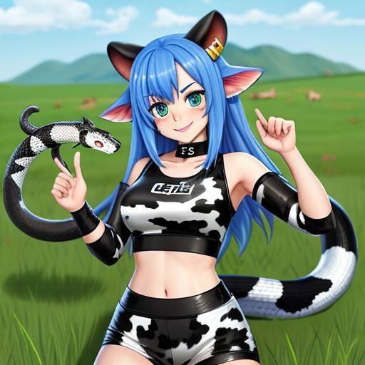 Chimeric Cow Cat Girl Snake Fusion