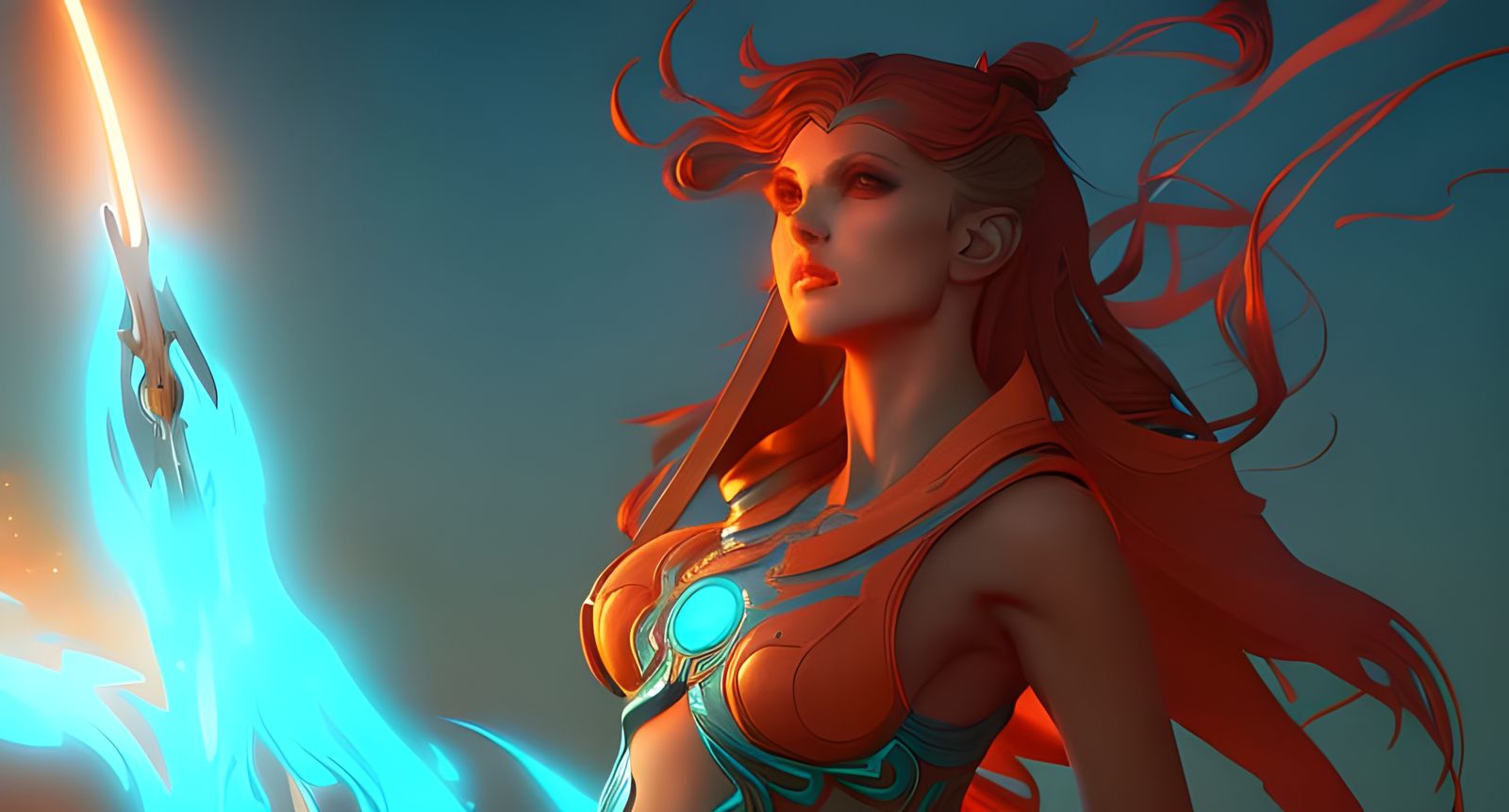 Luna Girl Concept Art in Art Nouveau Style