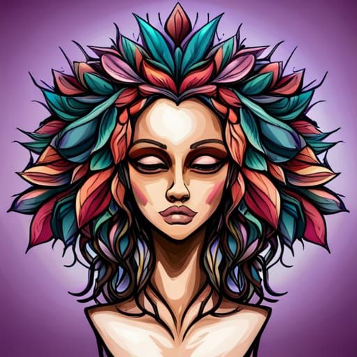 Surreal Flower Head Portrait
