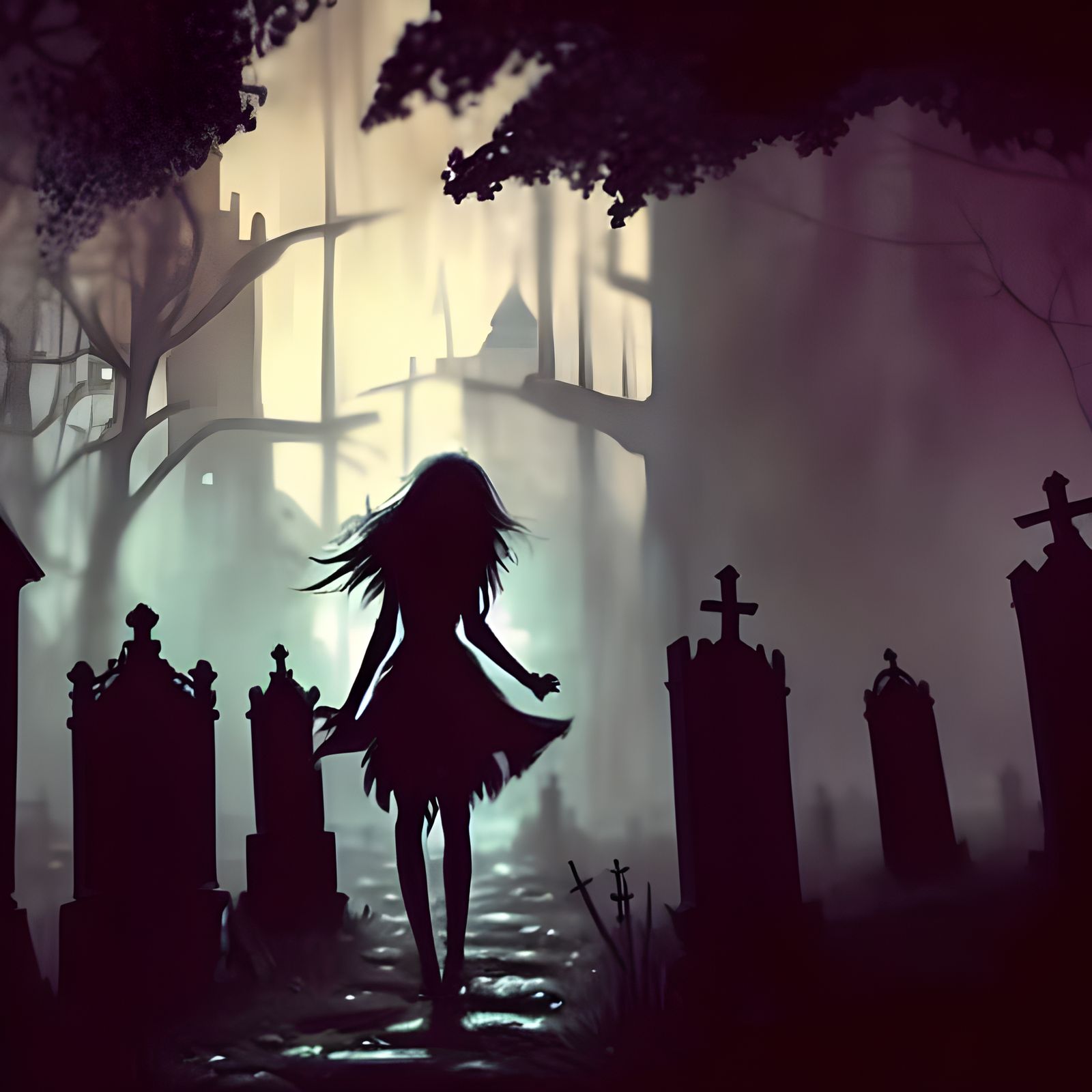 Gothic Woman in Graveyard: Dark Fantasy Art