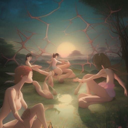 Dancers Entwined in Fantasy Anime Style