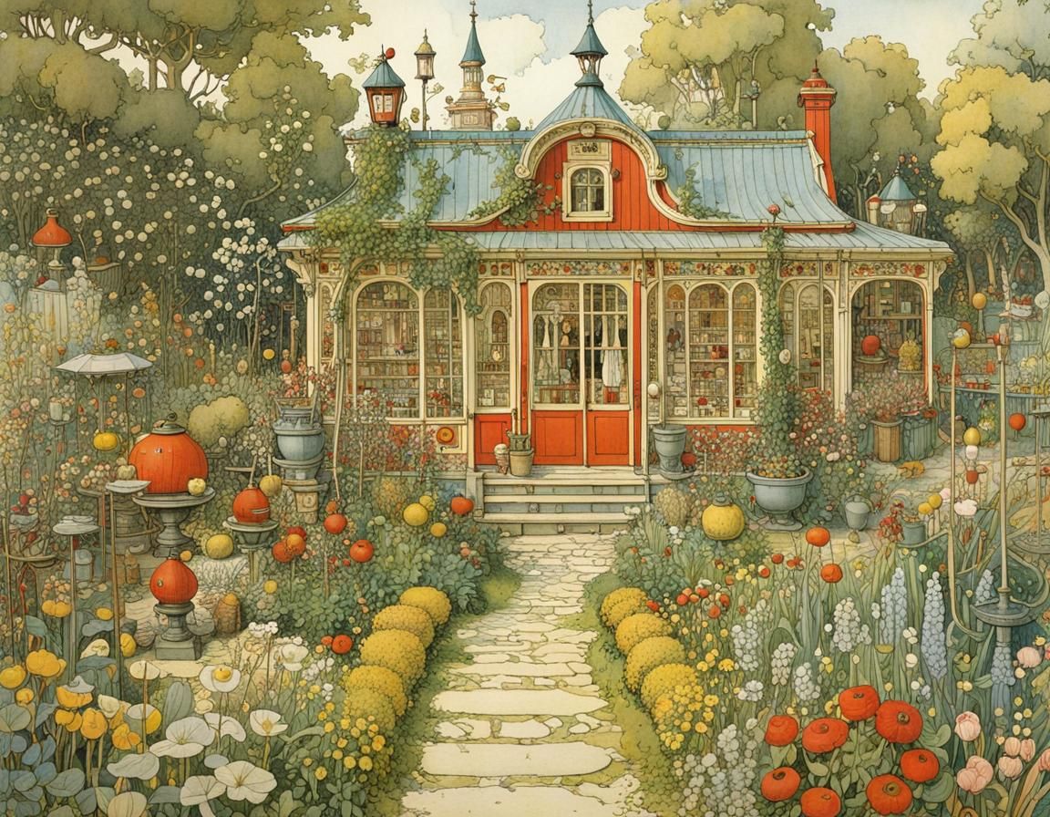 Detailed Enchanted Garden Illustration