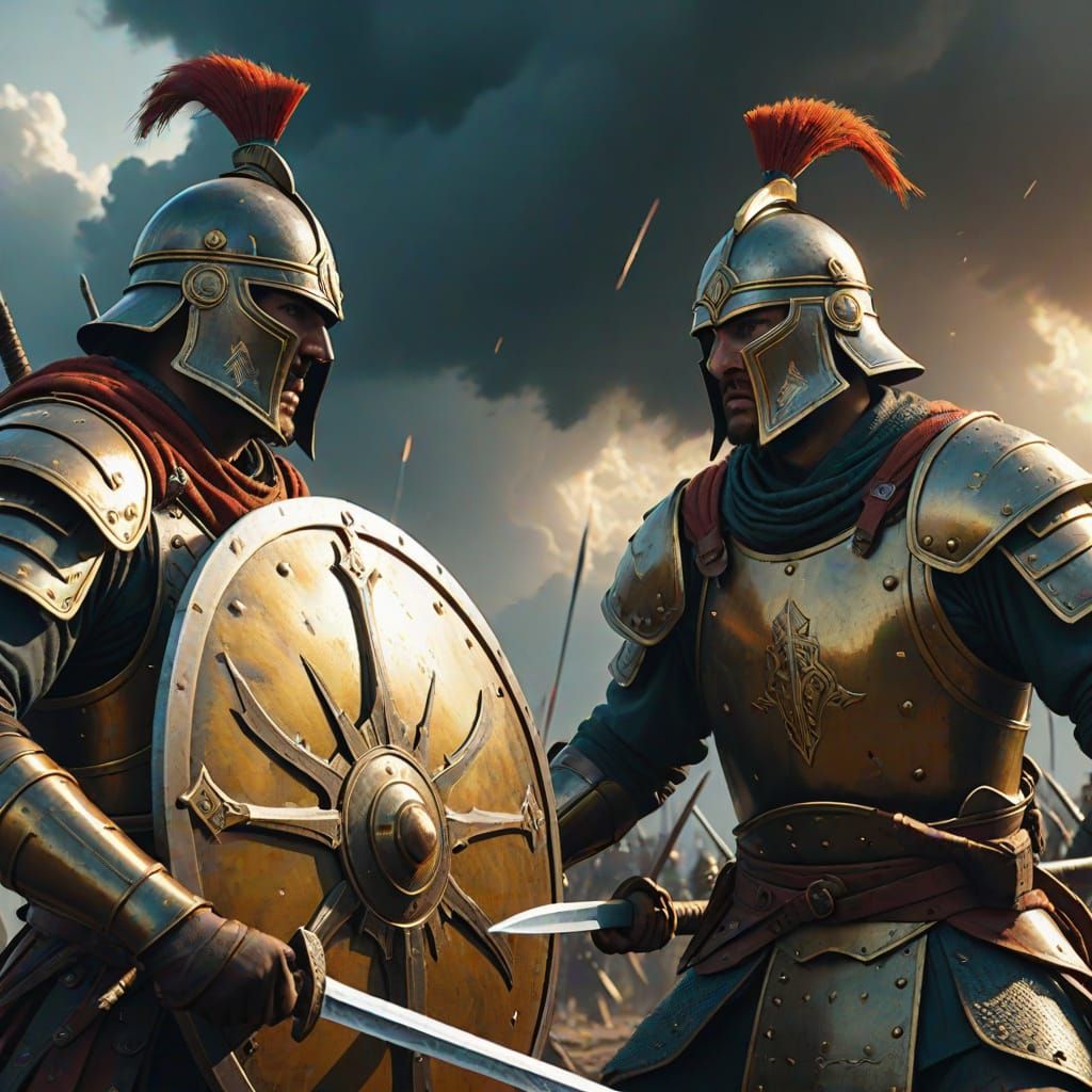 Epic Dark Fantasy Battle Scene in Digital Art Style