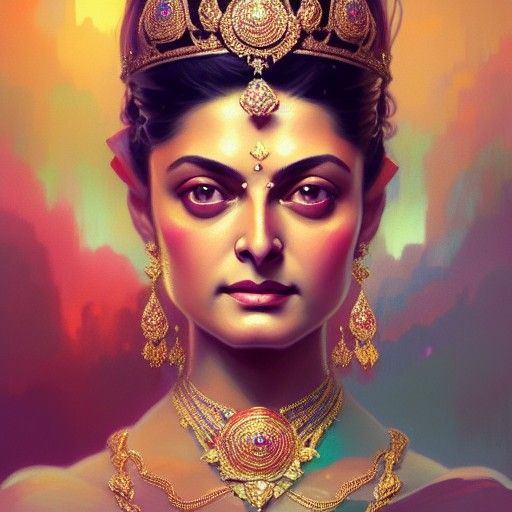 Princess Gayatri Devi Portrait in Digital Art Style