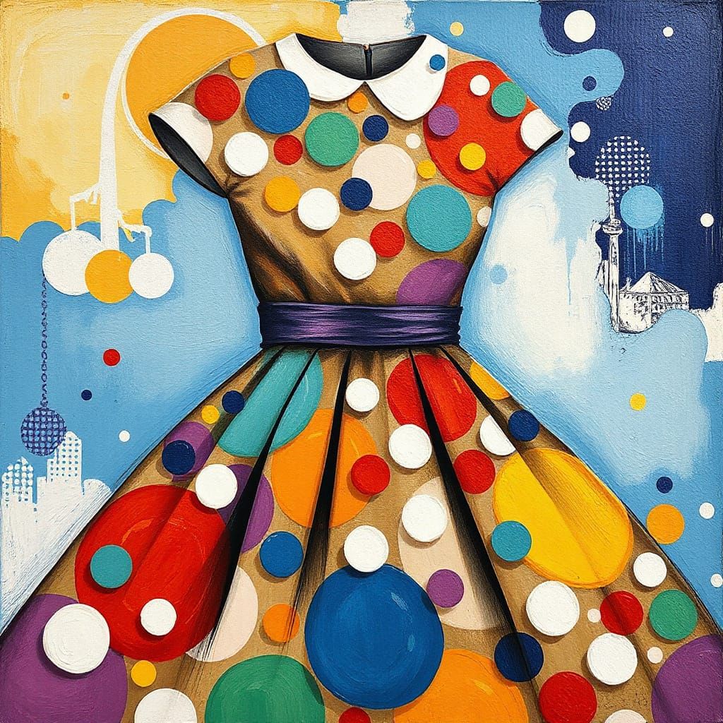 Abstract Polka Dot Dress in Complementary Colors