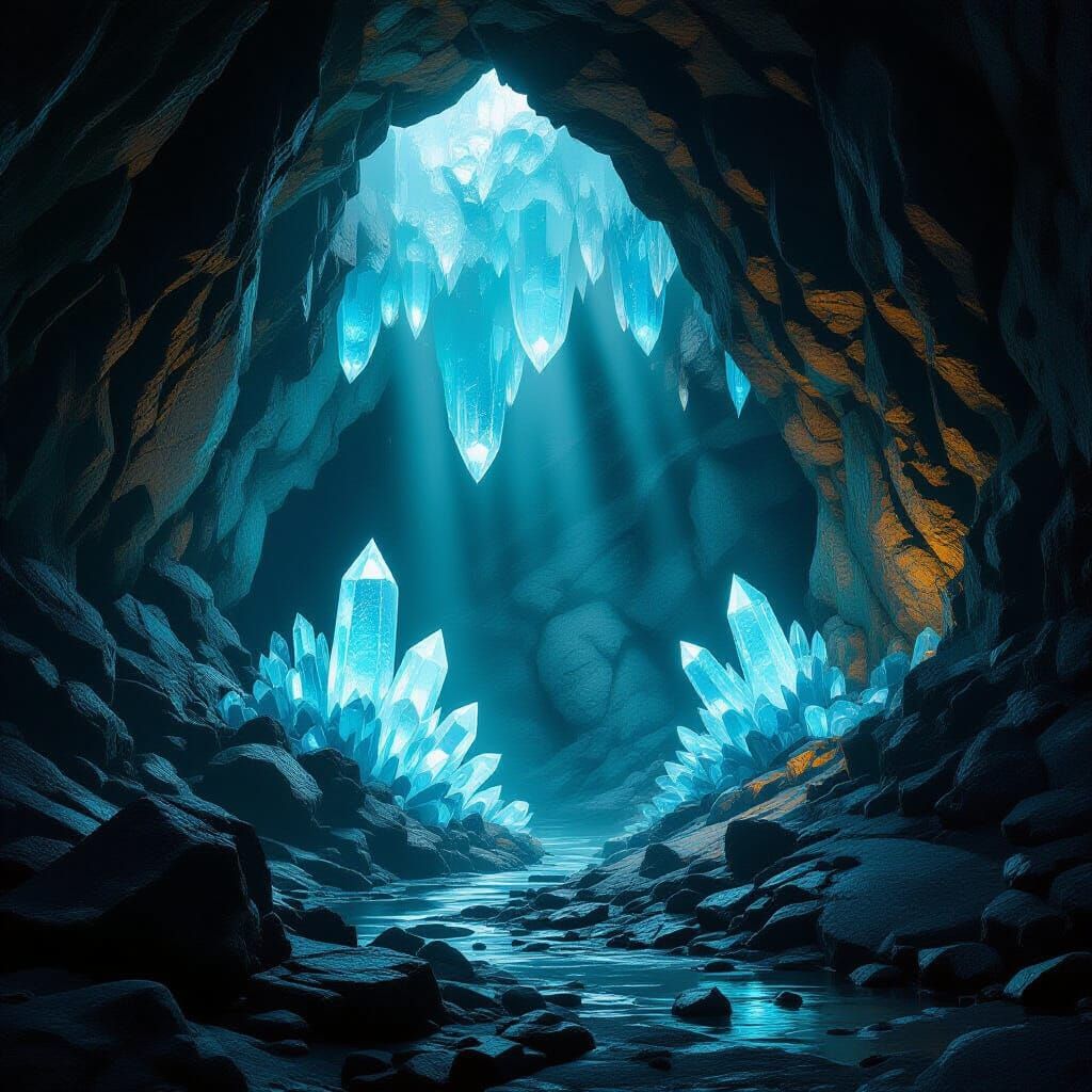 Luminescent Crystals Illuminate Deep Cave in Digital Paintin...