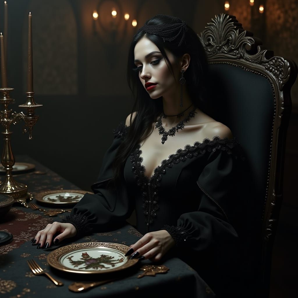Gothic Woman in Dark Fantasy Setting