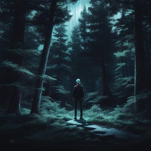 Katsuki Bakugou in Mystical Forest: 3D Anime Art