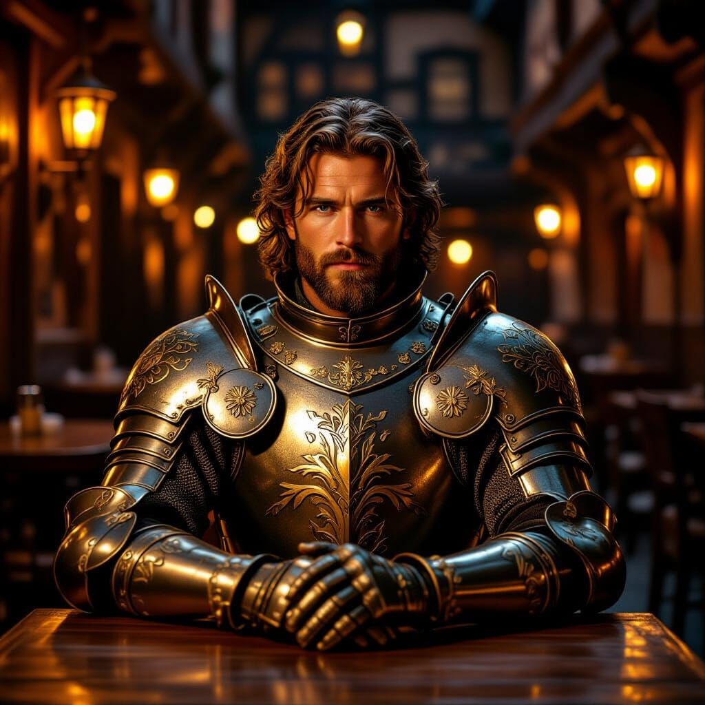 Knight in Ornate Armor at Tavern, Modigliani & Caravaggio St...