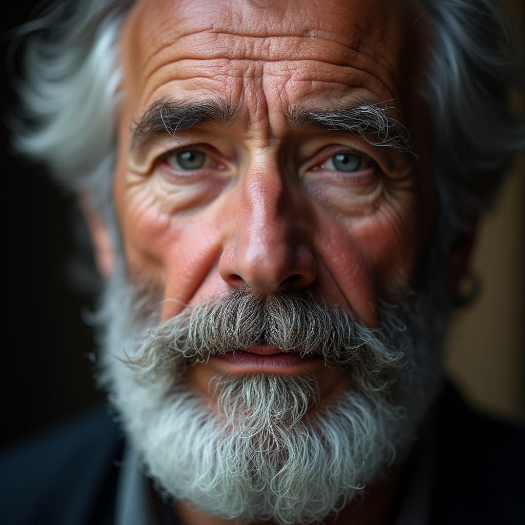 Hyper-Realistic Macro Portrait of Man's Face