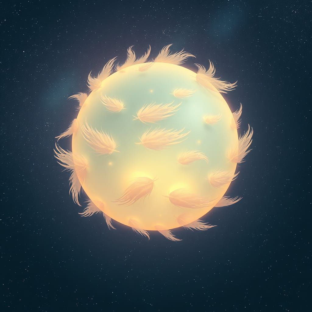 Ethereal Sphere of Sadness in Starry Sky