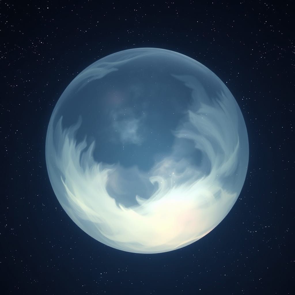 Luminous Orb in Starry Sky Evokes Sadness