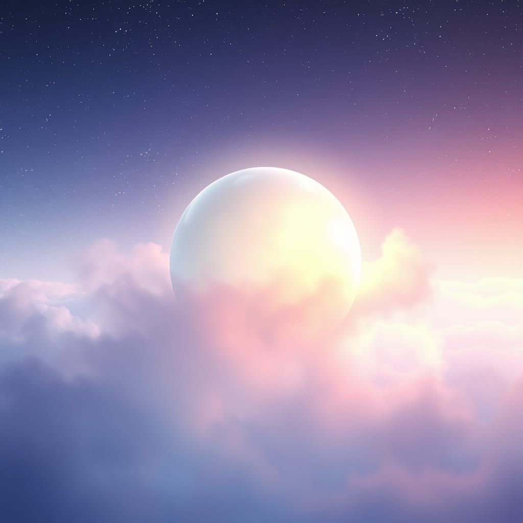 Luminous Mist Orb in Starry Sky
