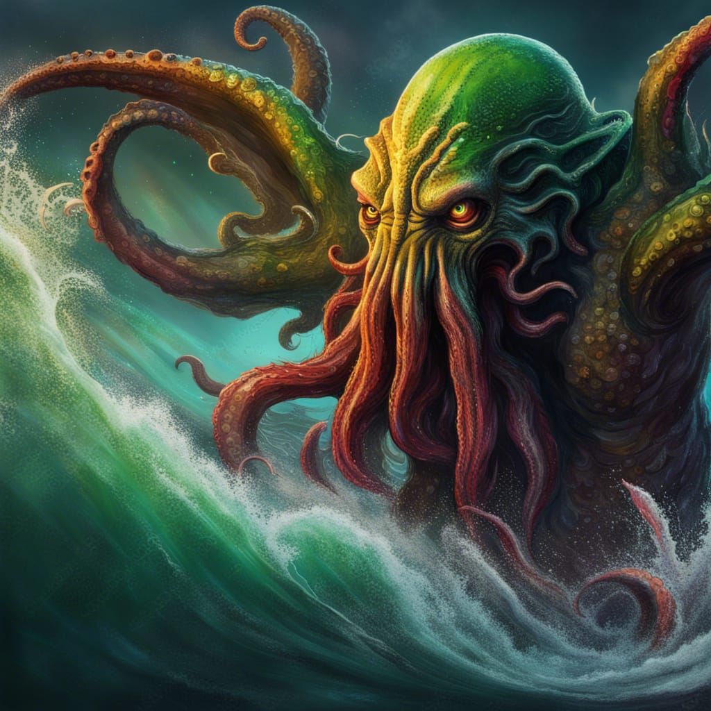 Hyperrealistic Cthulhu Rises from the Ocean