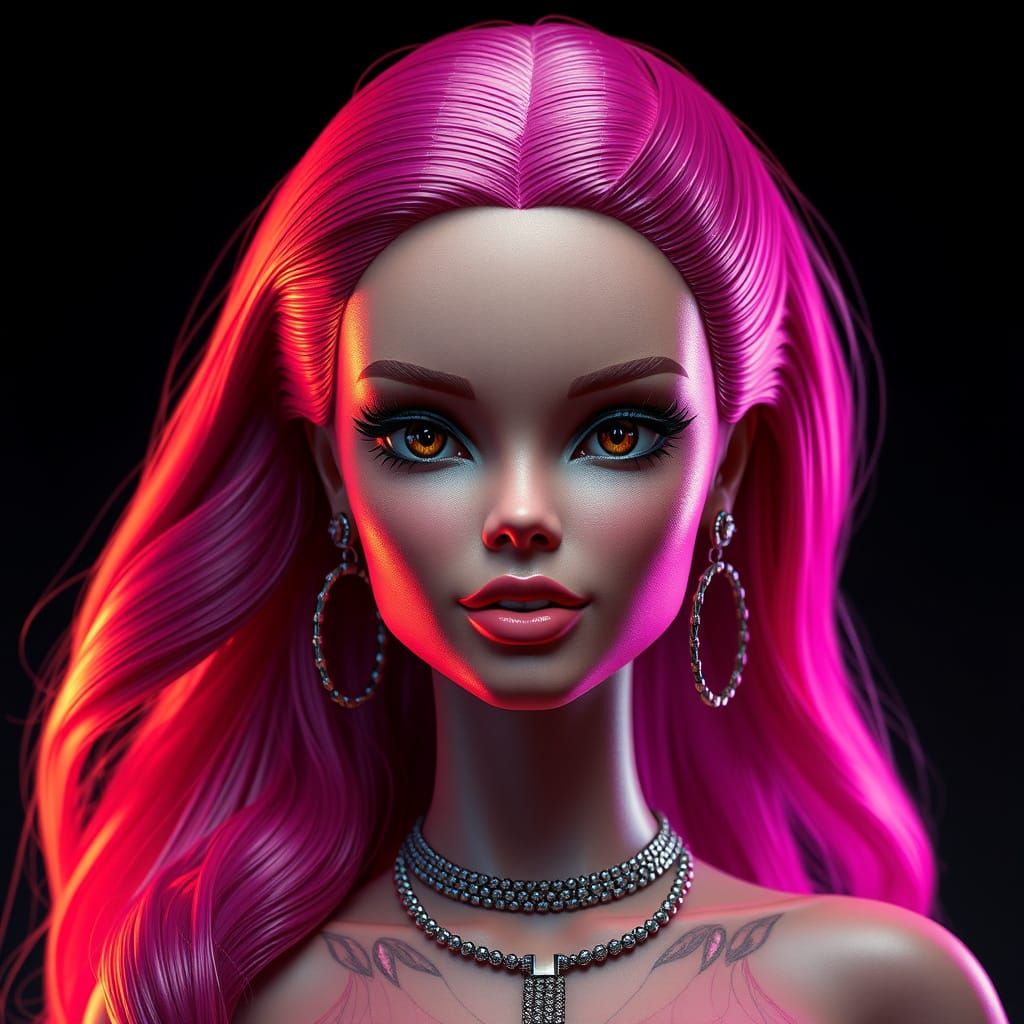 Hyper-Realistic Barbie Portrait in Dark Fantasy Art Nouveau ...