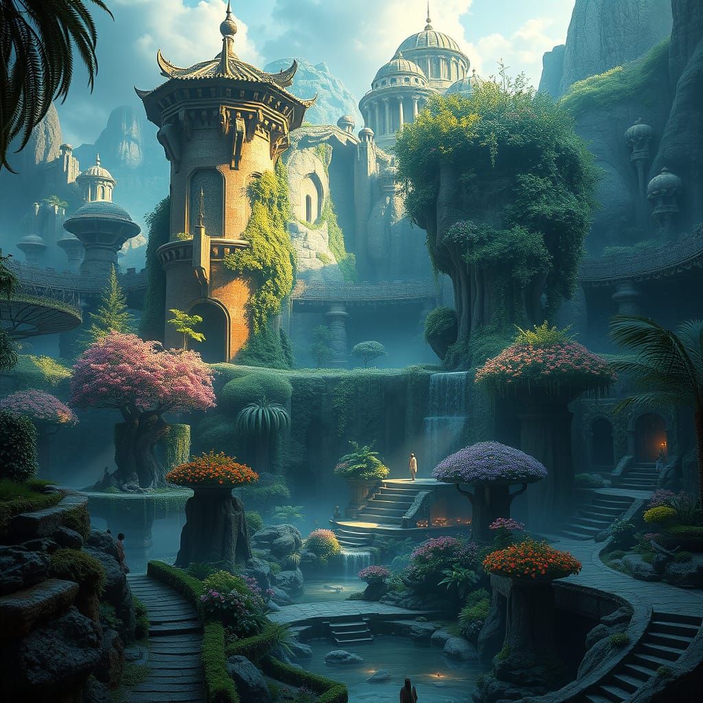 Epic Tarsus Garden Paradise Digital Painting