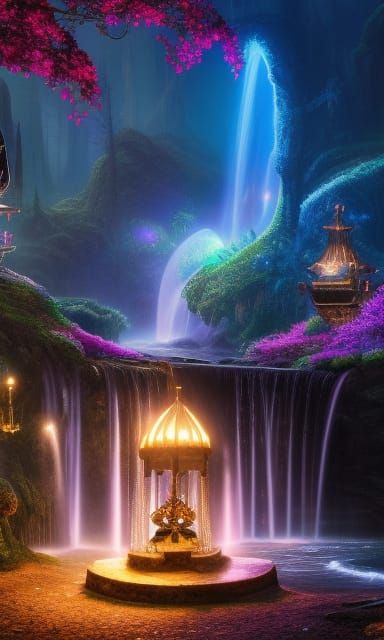 Enchanting Fantasy Wishing Well in Hyperdetailed Style