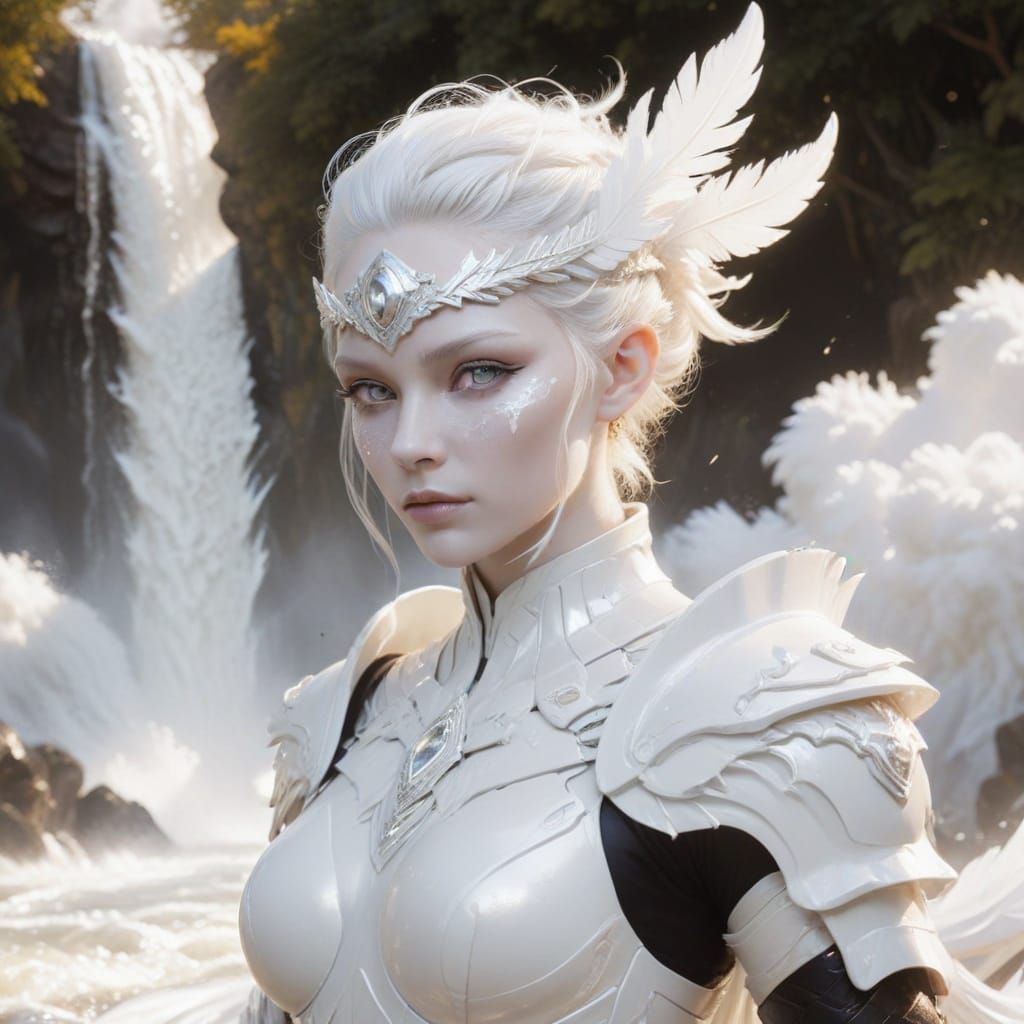 Albino Alien Warrior in White Armor