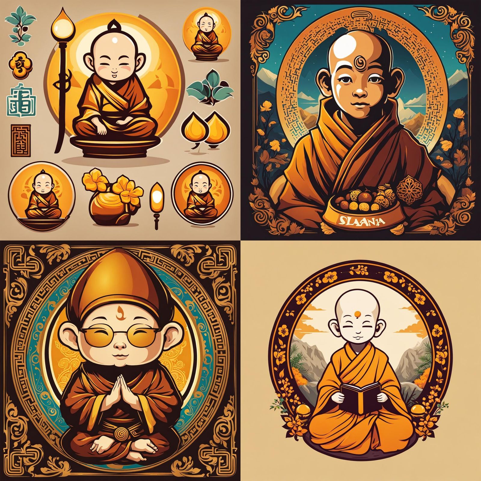 Cute Solana Monk Logo Design