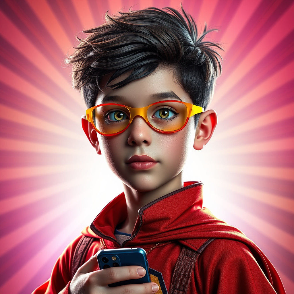 Superhero Boy Portrait in Hyperrealistic Digital Art