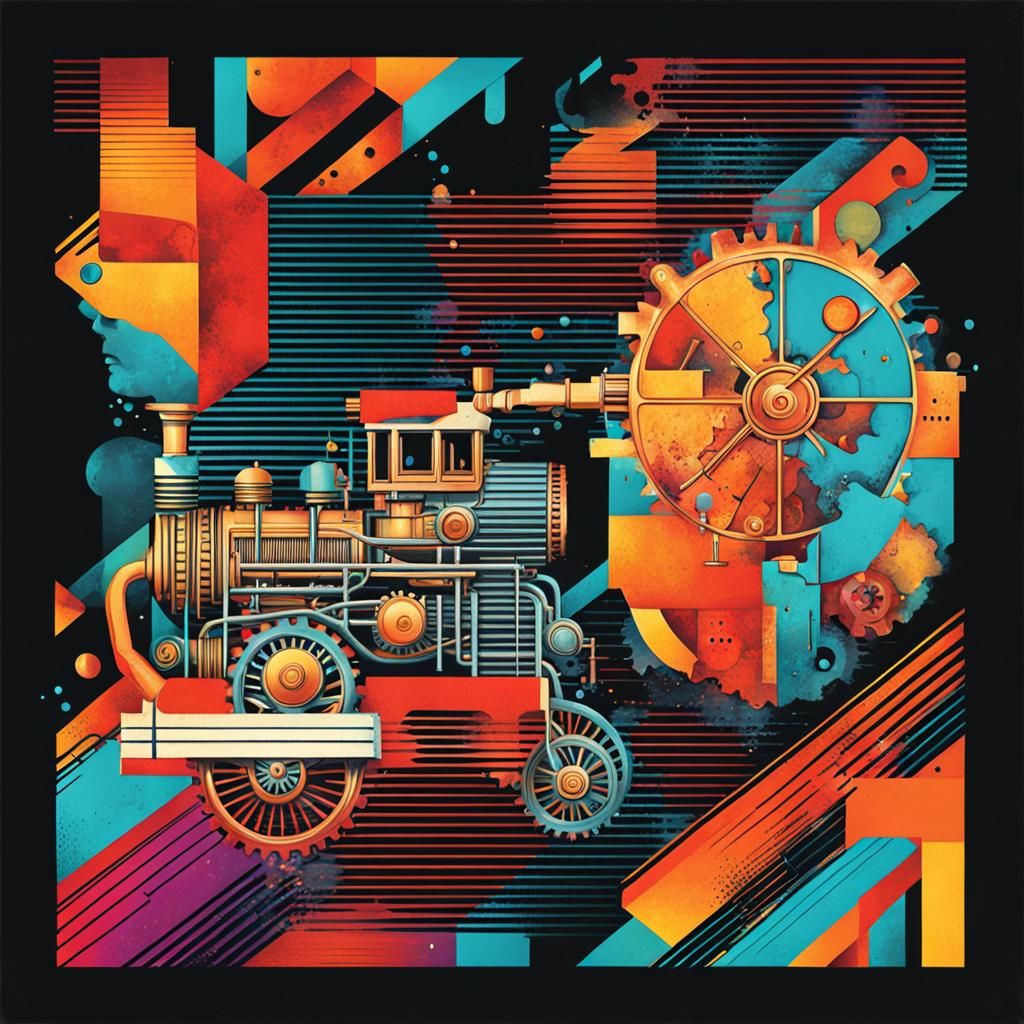 Steampunk Engine: An Abstract Rock Album Cover