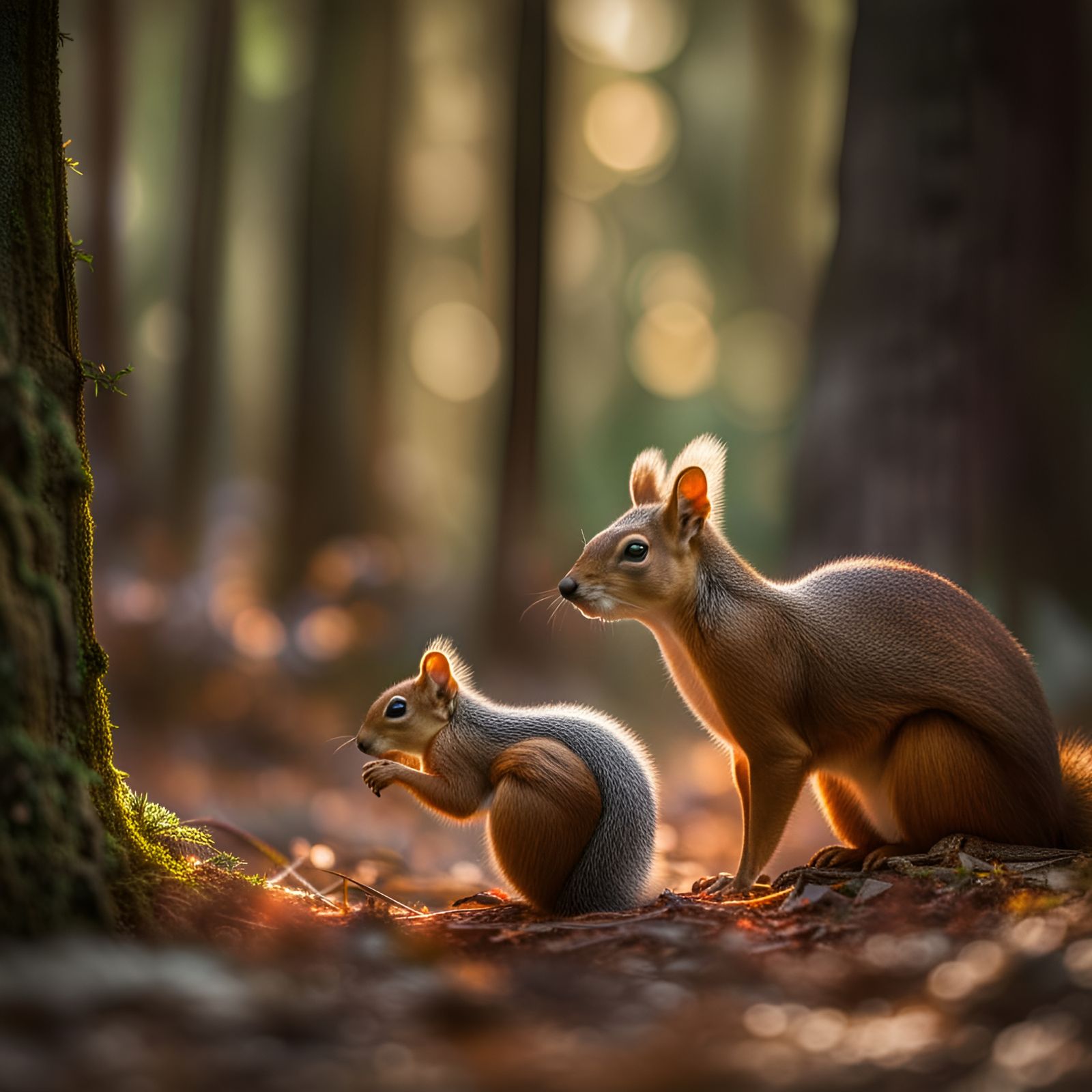Squirrel and Deer in Forest: Professional Photography