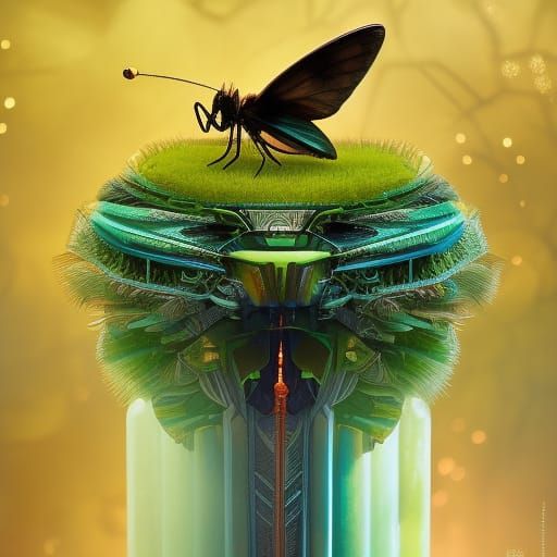 Cartoon Bug with Energy Fields in Contemporary Art Style